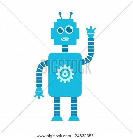 Robot Character Cartoon Isolated On White Background. Vector Stock.