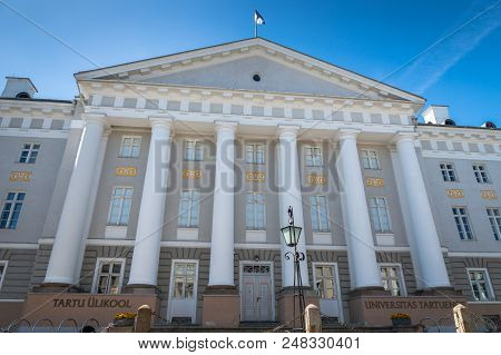 Tartu, Estonia - June 2018: The University Of Tartu Main Building In Tartu, Estonia. Tartu Universit