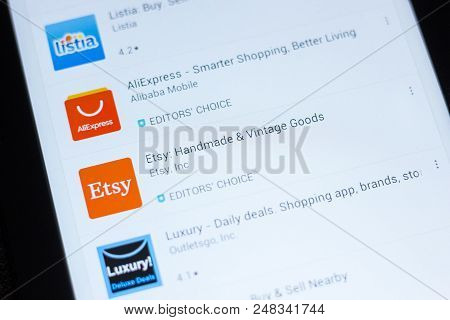 Ryazan, Russia - July 03, 2018: Etsy: Handmade And Vintage Goods Mobile App On The Display Of Tablet