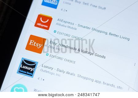 Ryazan, Russia - July 03, 2018: Etsy: Handmade And Vintage Goods Mobile App On The Display Of Tablet