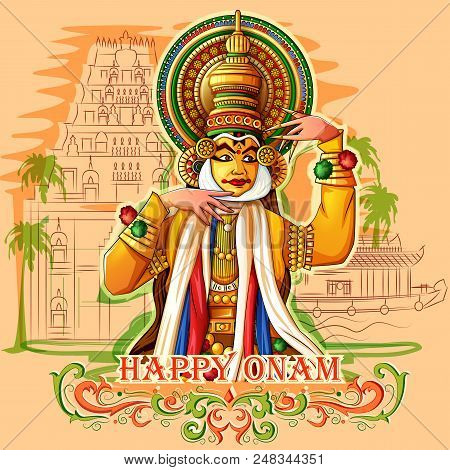 Vector Design Of Happy Onam Festival Background Of Kerala In Indian Art Style