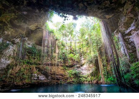 Cenote Cave Lake Landscape View, Chichen Itza, Mexico