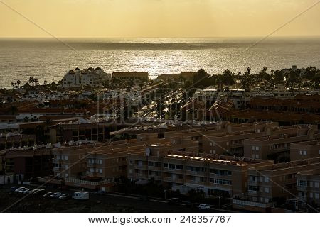 Summer Sunset Seascape On Tropical Island Tenerife, Canary In Spain.