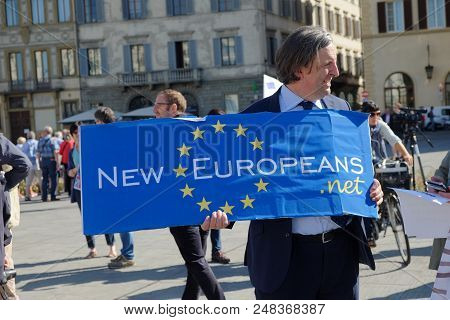 Florence, Italy - Sept 22, 2017 - People Protesting Against Theresa May Decision To Quit Europe On 2