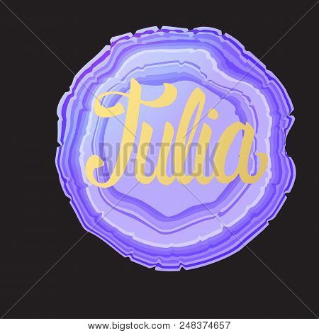 Julia Card. Golden Lettering Calligraphy Inscription Name. Vector Illustration. Modern Trend Design.