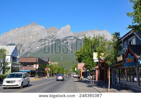 Canmore, Ab / Canada - July 26, 2017:  Canmore, Whose 8 Street Is Shown Here, Was Reinvented As An O