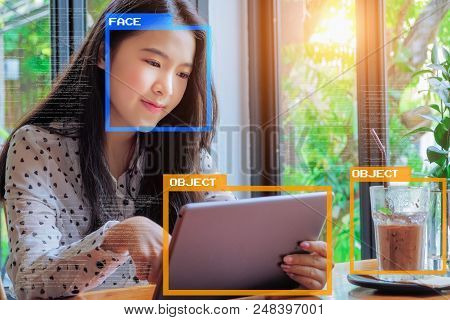 Machine Learning Analytics Identify Person And Object Technology , Artificial Intelligence Concept. 