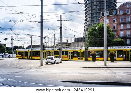 BASEL, SWITZERLAND - June 16, 2017: Tramway in Basel, Switzerland