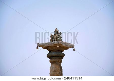 A Seated Figure Of Lord Brahma A Top Of The Brahmasthambha, Chandragiri Hill, Sravanabelgola, Karnat