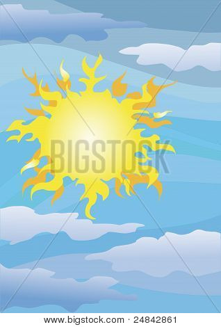 Sole su un cielo blu