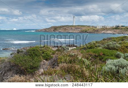 Lighthouse On Cape Leeuwin With Panoranic View Over The Coastline At The Most Southwestern Point Of 