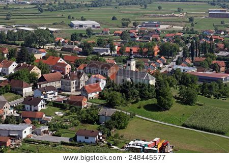 ZACRETJE, CROATIA - JULY 06: Parish Church of the Holy Cross in Zacretje, Croatia on July 06, 2007.