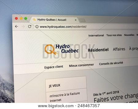 Amsterdam, The Netherlands - July 7, 2018: Website Of Hydro-québec, A Public Utility That Manages Th