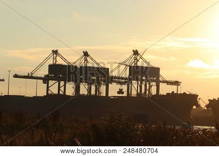 Ijmuiden, The Netherlands - July 5th 2018: Tata Steel Company In Ijmuiden By Sunset