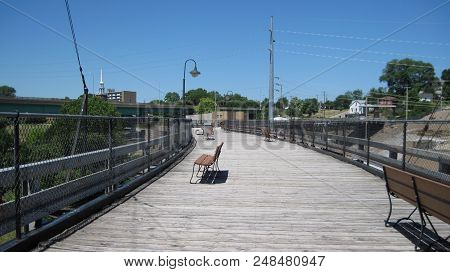 Walking Bridge Over The Mississippi River In Keokuk, Iowa.