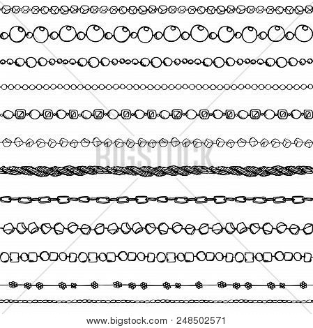 Seamless Background Of Chains And Pearls. Vector Illustration
