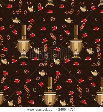 Pattern Samovar Cups Of Tea And Bagels For Tearussian Samovar And Cups Of Tea And Bagels For Tea