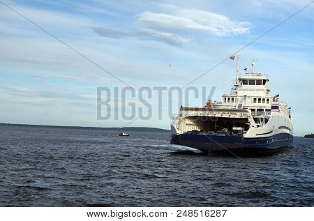 The Ferry from Horten to Moss connects Ostfold and Vestfold in Norway.June 22,2018. Moss,Norway