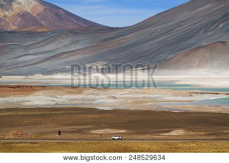 Salar De Talar Salt Flats At The Foothills Of Majestic Cerro Medano, Northern Chile
