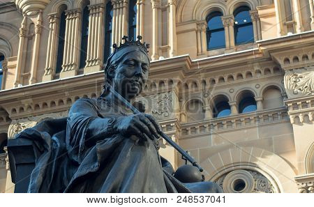The Queen Victoria Statue At The Entrance Of The Queen Victoria Building In Sydney Cbd.  - On Decemb