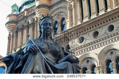 The Queen Victoria Statue At The Entrance Of The Queen Victoria Building In Sydney Cbd.  - On Decemb