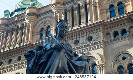 The Queen Victoria Statue At The Entrance Of The Queen Victoria Building In Sydney Cbd.  - On Decemb