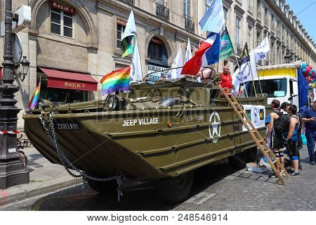Paris, France-june 30, 2018 : The Participants Of Gay Pride Parade At Concorde Place In Paris, Franc