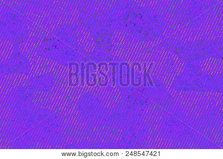 Shimmering Dots On Purple Background. Bright Festive Pattern. Abstract Backdrop With Halftone Effect