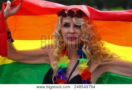 Paris, France-june 30, 2018 : The Participant Of Gay Pride Parade At Concorde Place In Paris, France