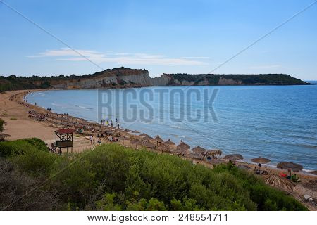 Gerakas Beach On Zakynthos Island, Greece. Protected Nesting Site Of Caretta Caretta Turtle.