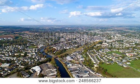Aerial View Of Pontivy City In The Morbihan
