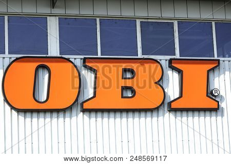 Wetzlar, Germany March, 2018 Obi Sign On A Facade. Founded In 1970, Obi Is The Largest Do It Yoursel