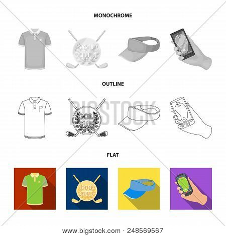 Emblem Of The Golf Club, Cap With A Visor, Golfer Shirt, Phone With A Navigator.golf Club Set Collec