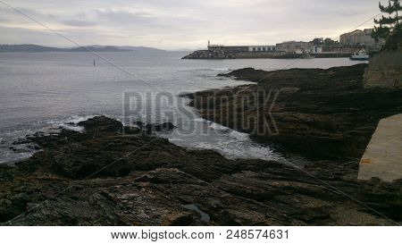 Rocks By The Sea In Between Sanxenxo And Portonovo In Pontevedra Spain