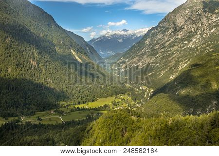 View Over Soca Valley From Plaski Vogel In Triglav National Park Julian Alps, Slovenia