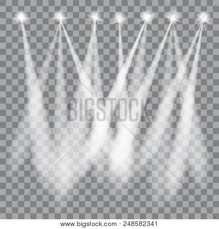 Realistic Led Lights From Projector. Bright Lighting With Spotlights. Photometric Effects With Trans