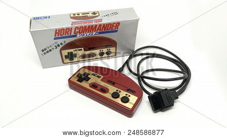 Bangkok, Thailand - March 31, 2017 : Old Hori Controller And Package Isolated On White Background. I