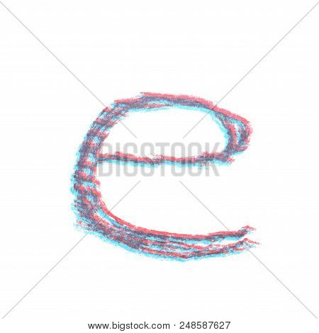Single Hand Drawn With The Chalk E Letter Isolated Over The White Background