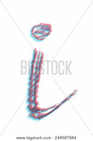Single Hand Drawn With The Chalk I Letter Isolated Over The White Background