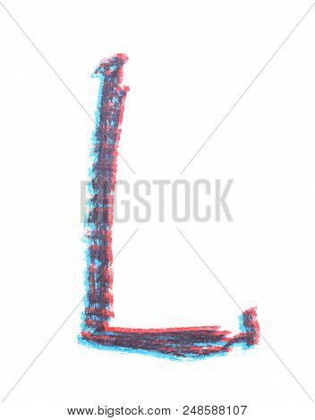 Single Hand Drawn With The Chalk L Letter Isolated Over The White Background