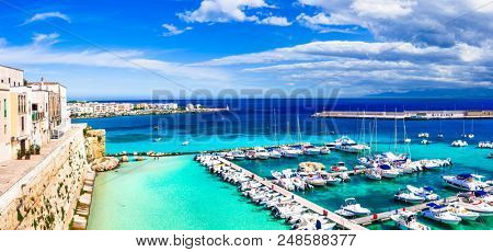 Otranto - coastal town in Puglia with turquoise sea. summer vacations in south of Italy