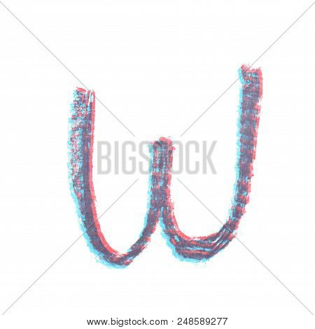 Single Hand Drawn With The Chalk W Letter Isolated Over The White Background
