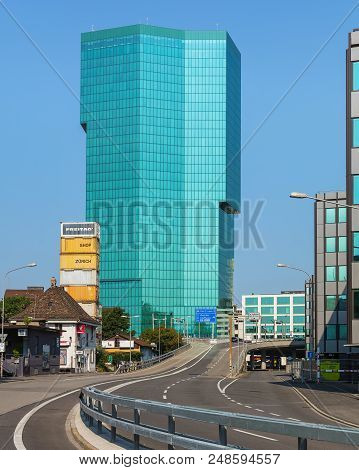 Zurich, Switzerland - July 8, 2018: The Prime Tower Building, View From Geroldstrasse Street. The Pr