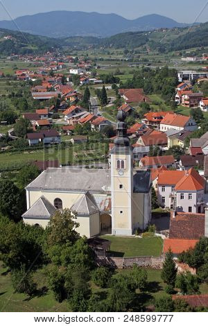 ZACRETJE, CROATIA - JULY 06: Parish Church of the Holy Cross in Zacretje, Croatia on July 06, 2007.