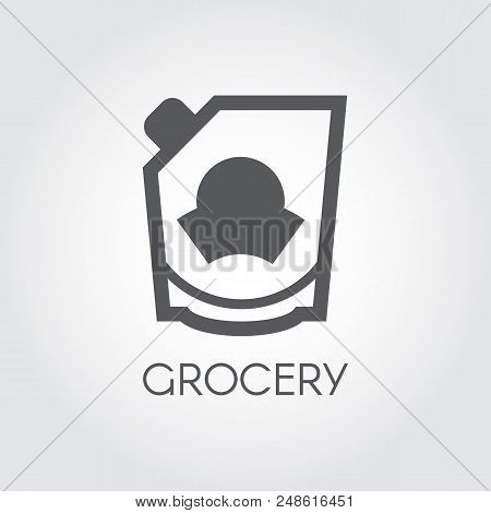 Grocery Glyph Icon. Mayonnaise, Ketchup, Doypack Or Mustard Flat Label. Food Series Button. Vector I