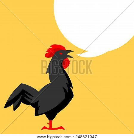 Chicken Emblem. Stylized Illustration Of Black Cock.