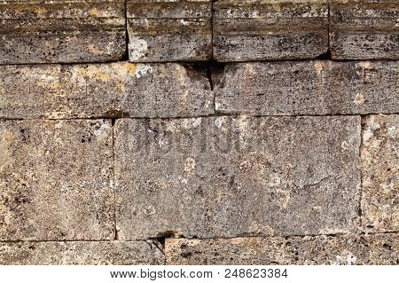 Texture Of Stone Wall In Ancient City Hierapolis, Near Pamukkale, Turkey