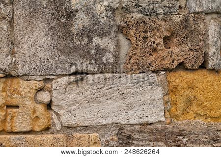 Texture Of Stone Wall In Ancient City Hierapolis, Near Pamukkale, Turkey