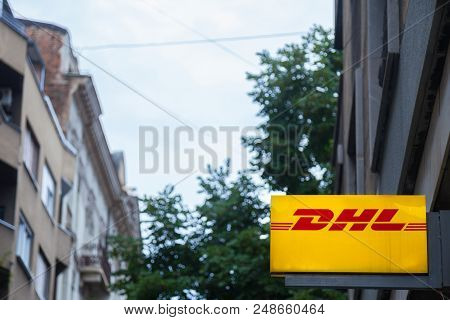 Belgrade, Serbia - July 7, 2018:  Logo Of Dhl  On One Of Their Belgrade Agencies. Belonging To Deuts
