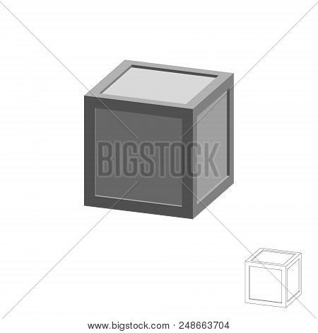 Wooden Box. Isolated On White Background. 3d Vector Illustration. Dimetric View.